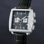 Men's Fashion Multifunction Six Hands With Calendar Quartz Business Watches Wristwatch Monaco Chronograph Calibre 12 Mens Luxury Quartz Leather Strap Watch