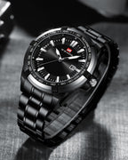 Men's Stainless Steel Watch Calendar Trend Business Sports Steel Belt Luminous Watch