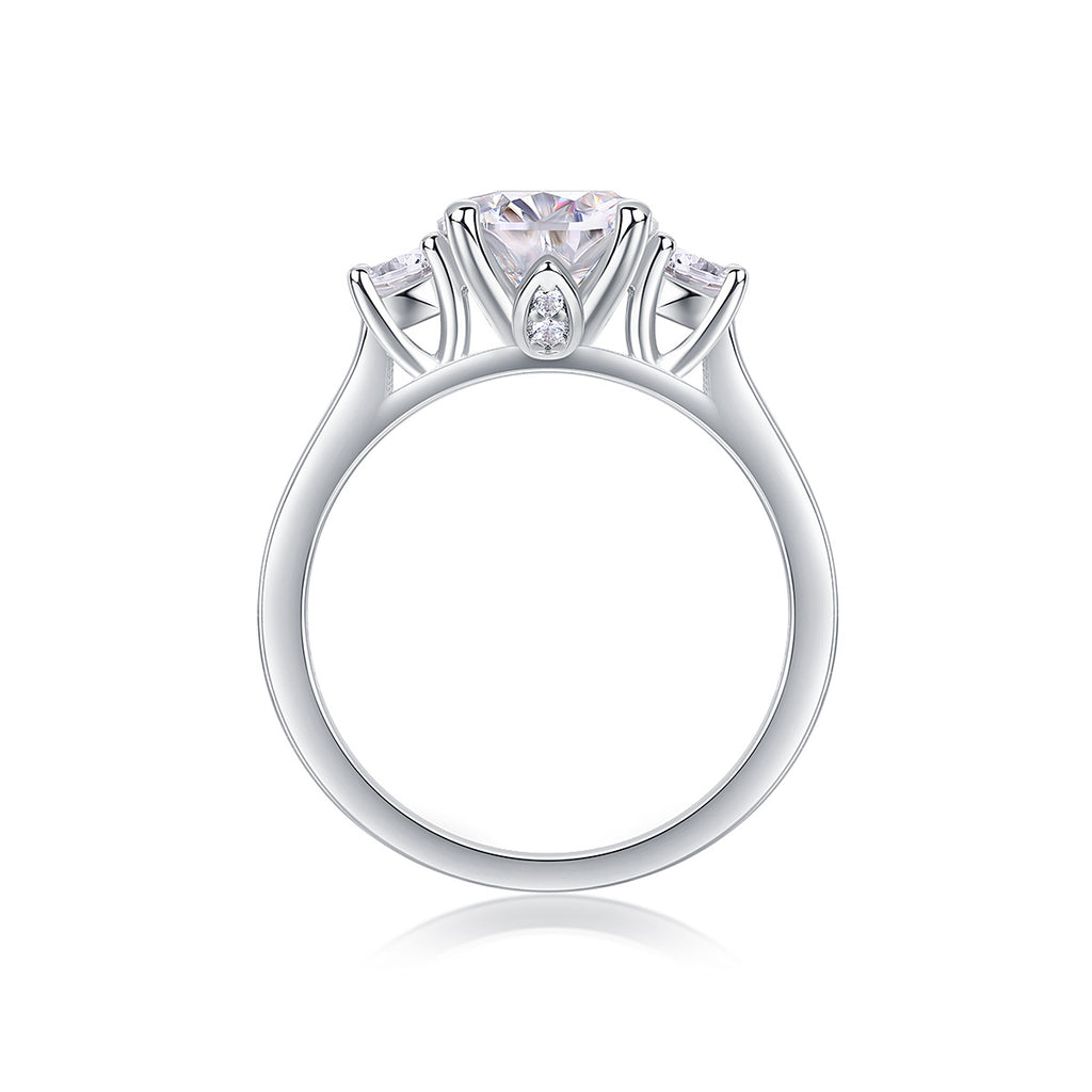 Large Diamond Ring Luxury Fashion Set Moissanite Silver Ring