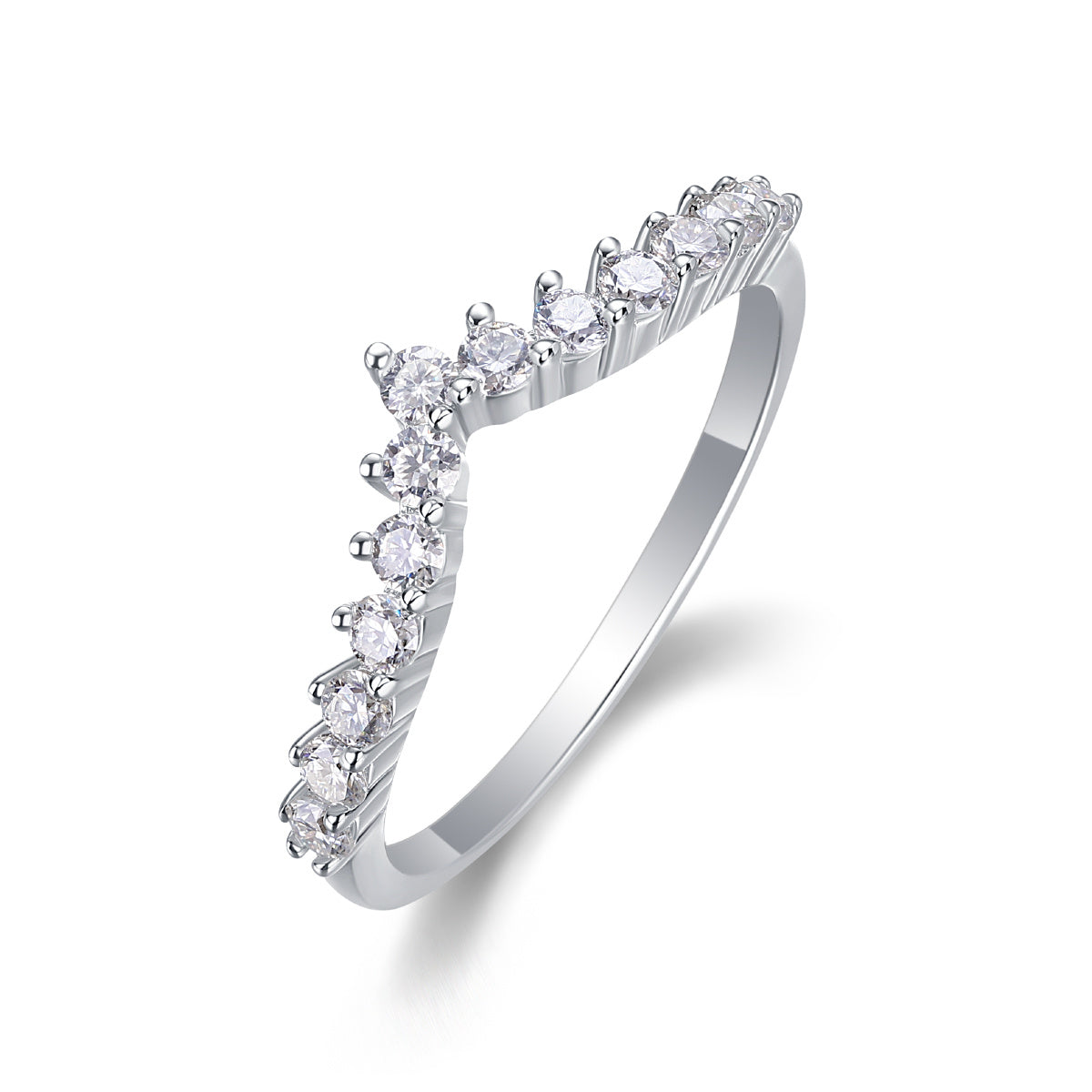 Luxe damesringen van 925 sterling zilver, kroonring met moissanite en diamanten, verzilverde en gerhodineerde verlovingsring voor dames.