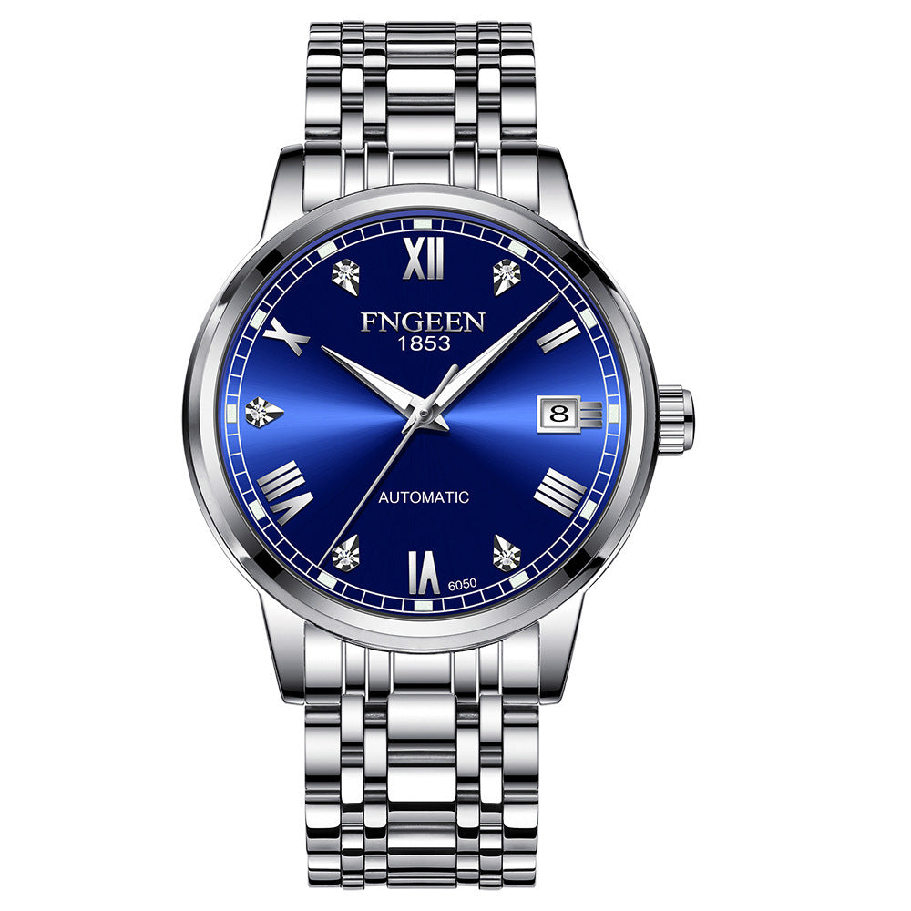 FNGEEN Top Brand Luxury Fashion Green Mechanical Watch for Men Stainless Steel Waterproof Sports Automatic Calendar Men's Watch - Acquisti Online