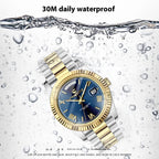 CHAXIGO Men's Watch Steel Three Hands Large Dial with Date Luminous Waterproof Quartz Watch