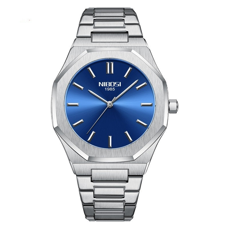 NIBOSI 2520 Stainless Steel Watch with Japanese Movement Back Chronograph Formal Men's Watch