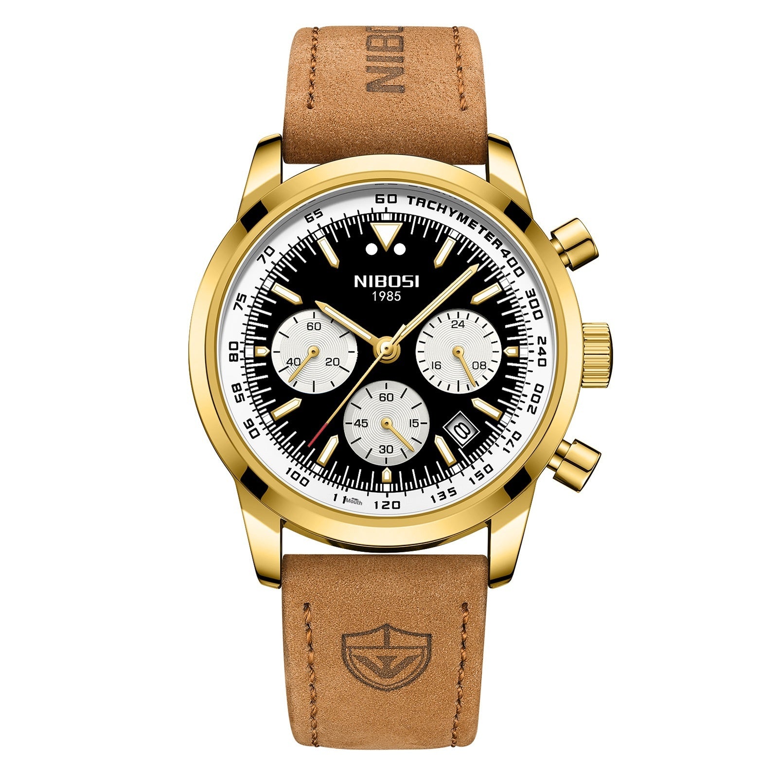 NIBOSI Leather Men's Watches Luxury Sports Waterproof Chronograph Business Luminous Date Men Quartz Watch - Acquisti Online