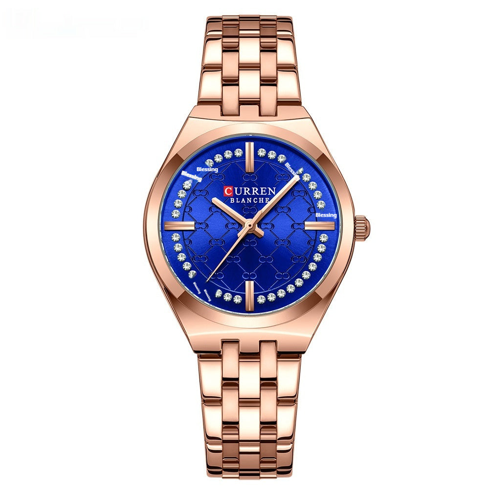 CURREN Women's Quartz Watch Luxury Diamond Stainless Steel Strap Waterproof Small Dial Ladies Casual Watches