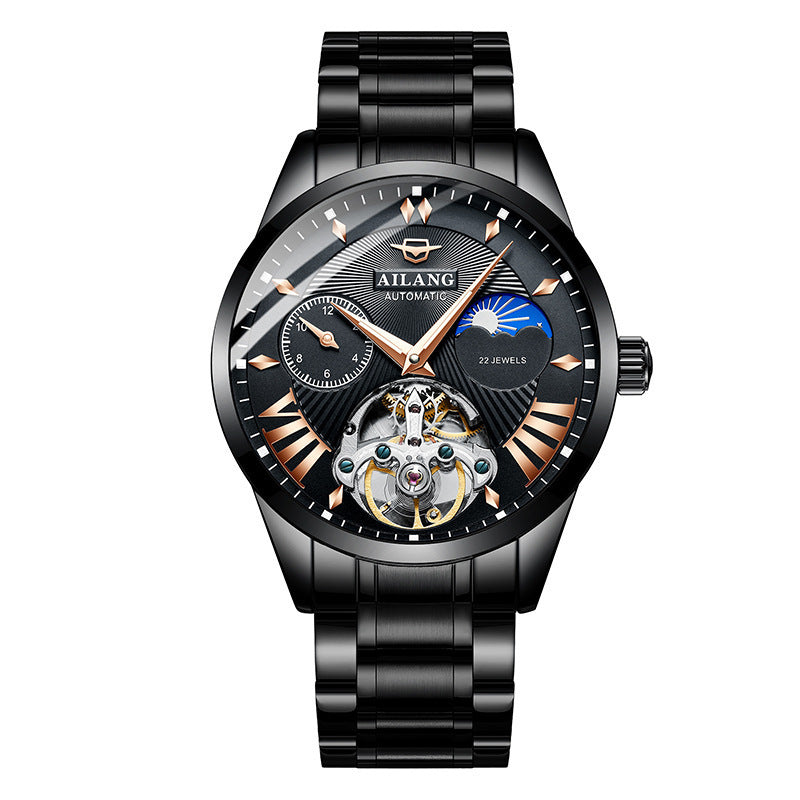 AILANG Men's Automatic Watch Leather Band Waterproof Mechanical Movement Watch Man Business Casual Watch