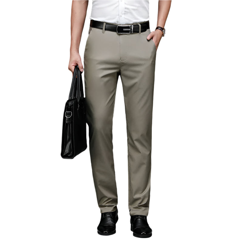 Men's Fashionable Formal Business Casual Pants Solid Color High Elasticity Long Straight Pants Men's Casual Formal Pants