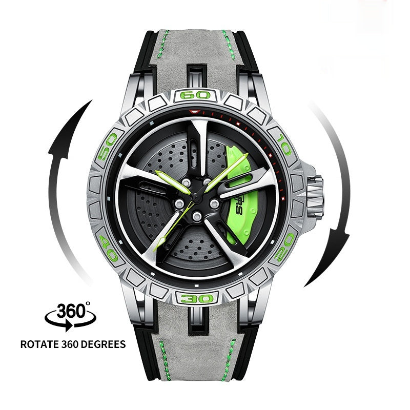 Orologio da uomo originale tridimensionale con cassa in acciaio inossidabile, orologio da polso impermeabile al quarzo, sportivo, con rotazione a 360°.