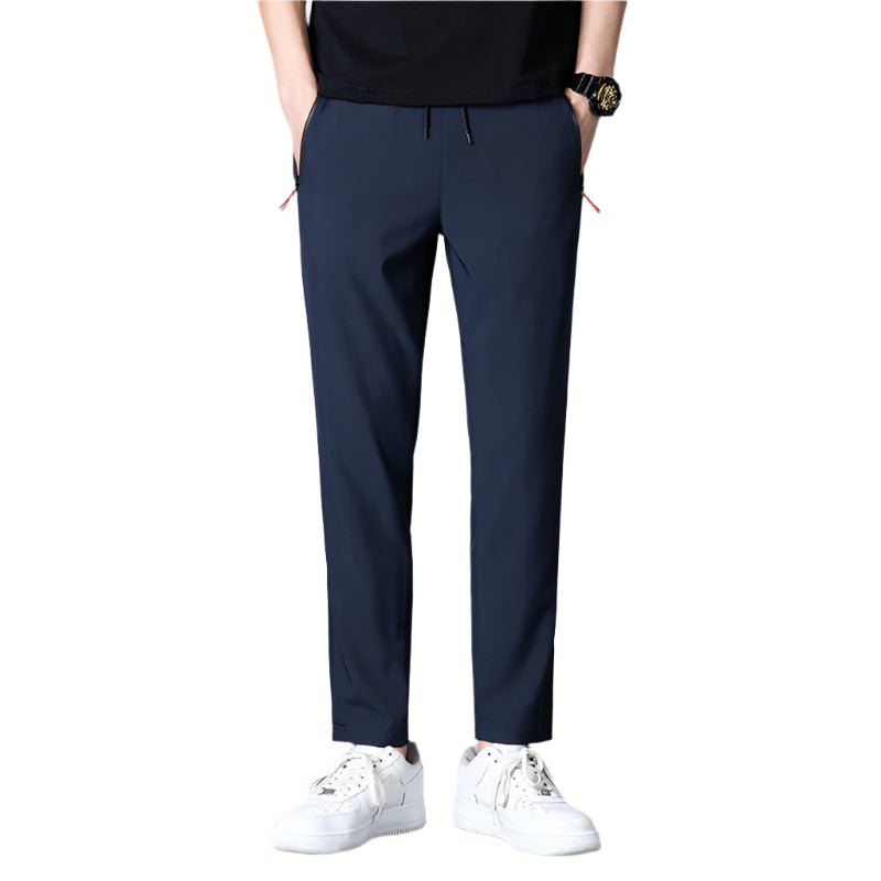 Heren modieuze casual formele zakelijke broeken strepen recht middelhoge taille polyestervezel slim fit heren casual formele broeken