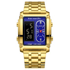 Men's Creative Steel Belt Electronic Watch Double Inserts Multi-functional Waterproof Watch