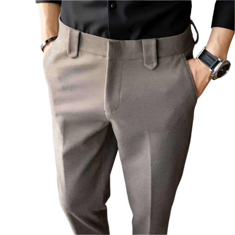 Fashion Slim-fit Thickened Autumn Wool Small Suit Men's Pants