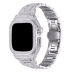Women Luxury Smart Watch Rhinstone Crafted Case Apple Watch Multi Mode Stainless Steel Band Iwatch Series 8 7 6 SE 5 4
