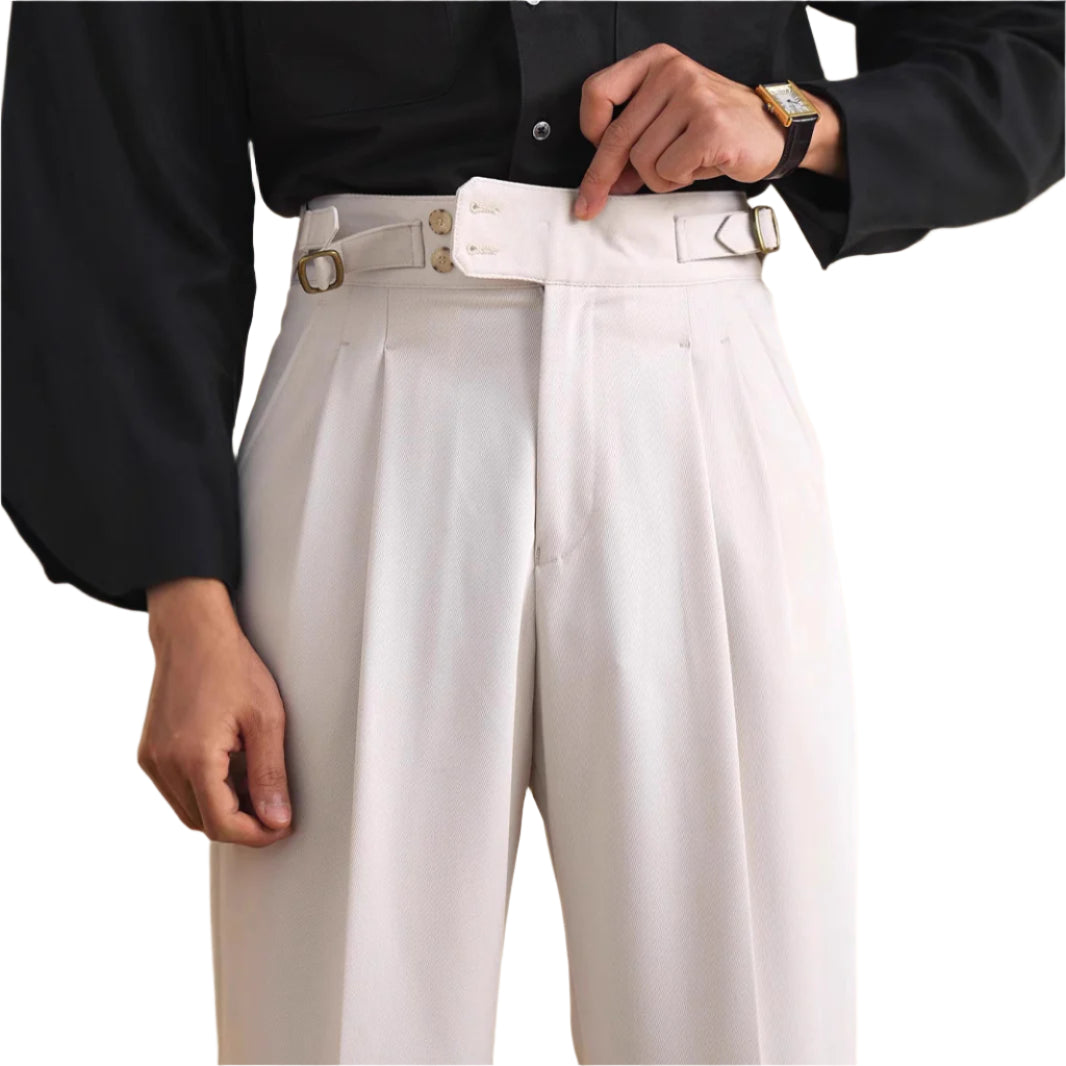 Autumn Paris Buckle Double Knife Suit Pants Men's