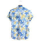 Nieuw buitenlands herenoverhemd met korte mouwen en bloemenprint, Hawaiiaans overhemd