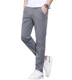 Men's Fashionable Business Casual Formal Pants Solid Color Ice Silk Casual Pants Men's Thin Slime Fit Formal Casual Pants
