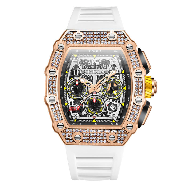 Orologio meccanico multifunzionale alla moda, nuovo, stile Full Diamond