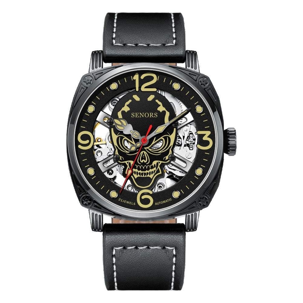 Orologio meccanico super luminoso con teschio aggiornato