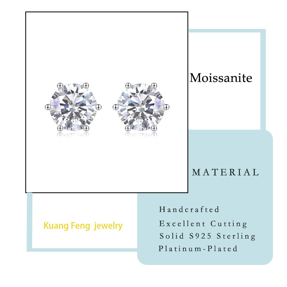 Women Luxury Earring S925 Sterling Silver Rhodium Plated Stud Earrings Moissanite Diamond Earrings Hoop Women Earrings