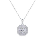 Women Luxury Necklace 925 Sterling Silver 18K Silver Plated Moissanite Diamond Pendant Necklace Women Silver Necklace