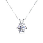 Women Luxury Necklace Moissanite Diamond 925 Sterling Silver Pendant Necklace Six Prong Setting Classic Women Silver Necklace
