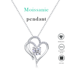 Women Luxury Necklace 925 Sterling Silver Moissanite Diamond Heart To Heart Connected Fashion Women Pendant Necklace