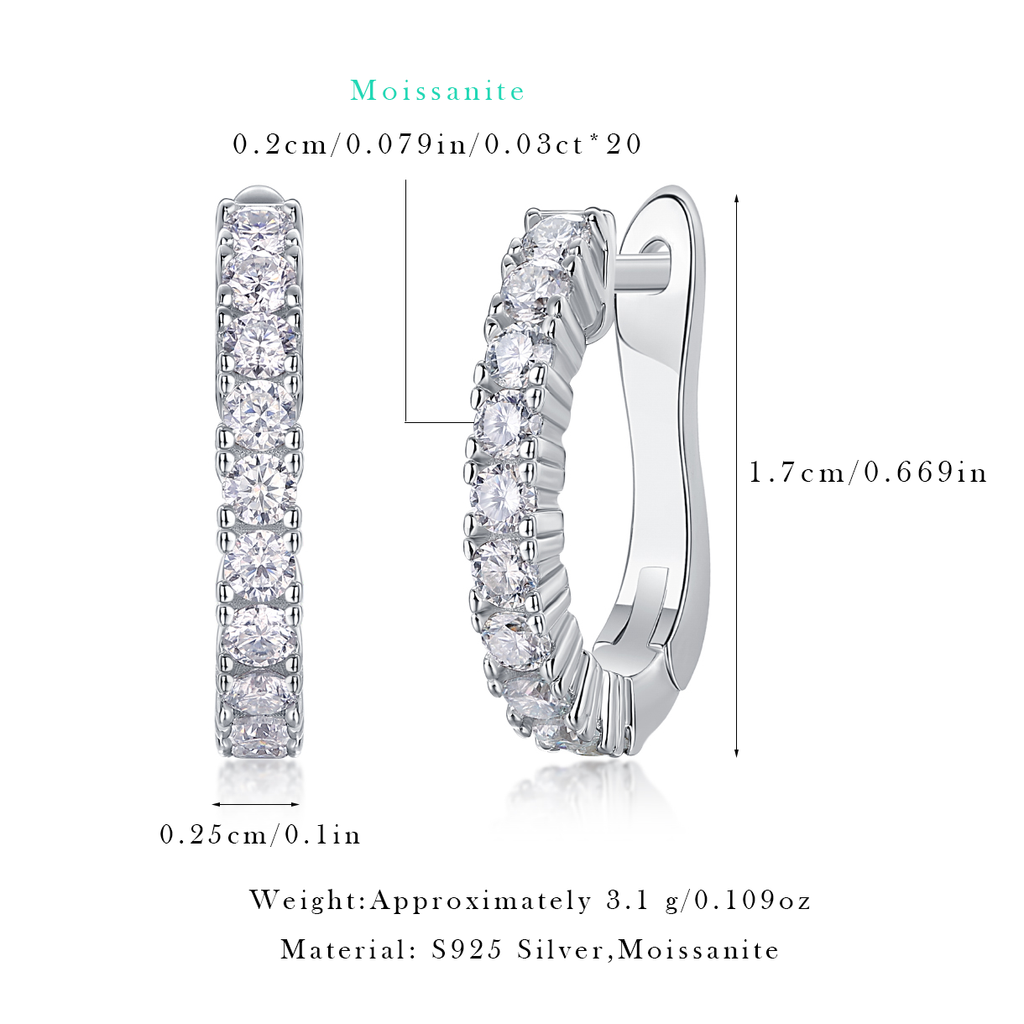 Women Luxury Earrings 925 Sterling Silver Classic Moissanite Diamond Hoop Earrings Stud Silver Ornaments Women Earrings