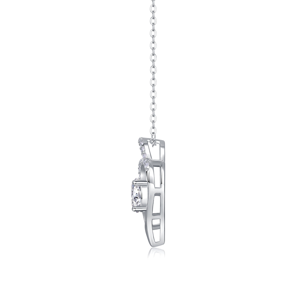 Women Luxury Necklace 925 Sterling Silver Moissanite Diamond Heart To Heart Connected Fashion Women Pendant Necklace