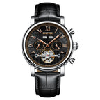 KINYUED Orologi Tourbillon Automatici Meccanici Automatici con Cinturino in Pelle Orologio Meccanico da Uomo alla Moda