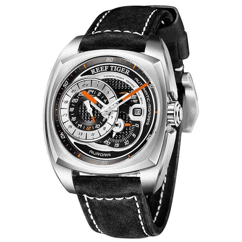 Orologio sportivo da uomo di alta qualità REEF TIGER, impermeabile, con cinturino in vera pelle, multifunzione, RGA3319, orologio meccanico automatico
