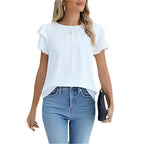 Dames Ruffle Shirts met Korte Mouwen