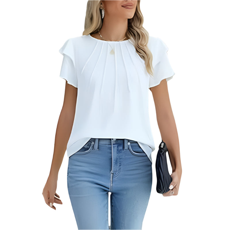 Dames Ruffle Shirts met Korte Mouwen