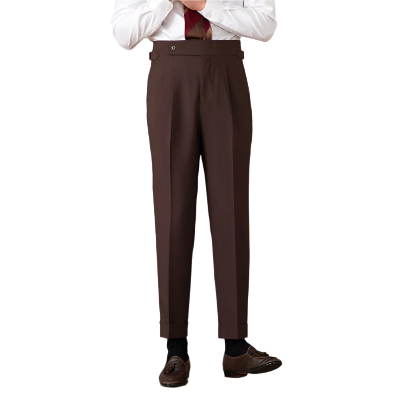 Fashion Advanced Design Men's High Waist Pure Color Straight Suit Pants