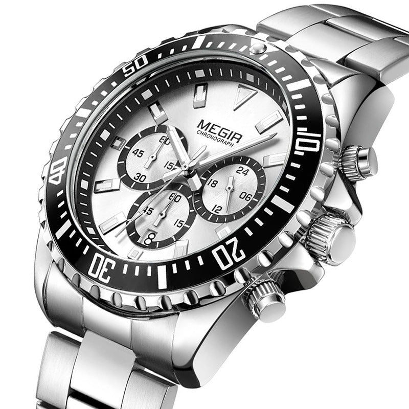 MEGIR MG2064 Fashion Business Chronograp Steel Band Man Watch