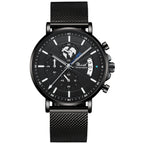 Orologio da uomo meccanico di tendenza, impermeabile, luminoso al quarzo con cinturino in acciaio