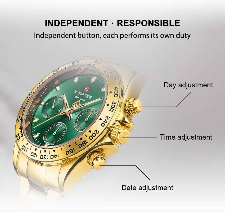 Orologio Naviforce da Uomo, Stile Business Casual, Cinturino in Acciaio, Impermeabile, Movimento al Quarzo Automatico