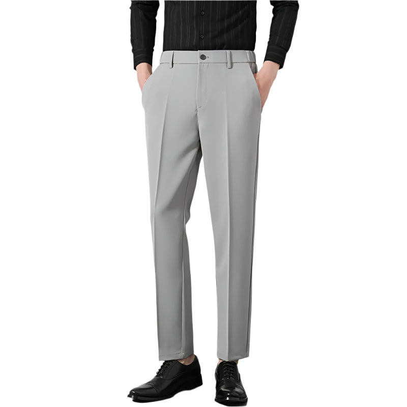 Heren modieuze zakelijke casual formele broek effen kleur polyester rits gulp micro elasticiteit heren casual formele broek