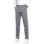 Men's Casual Pants Simple Plaid Slim Fit Straight-leg