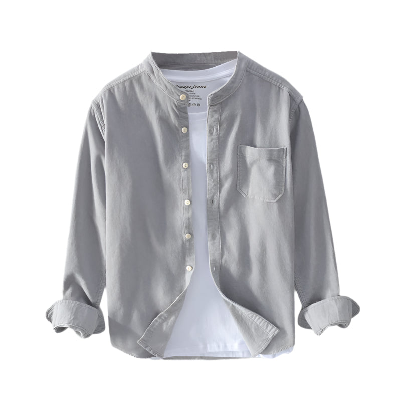 Men's Fashionable Casual Shirt Stand-up Collar Corduroy Shirt Long Sleeve Shirt Cotton Fiber Stylish Men's Shirt