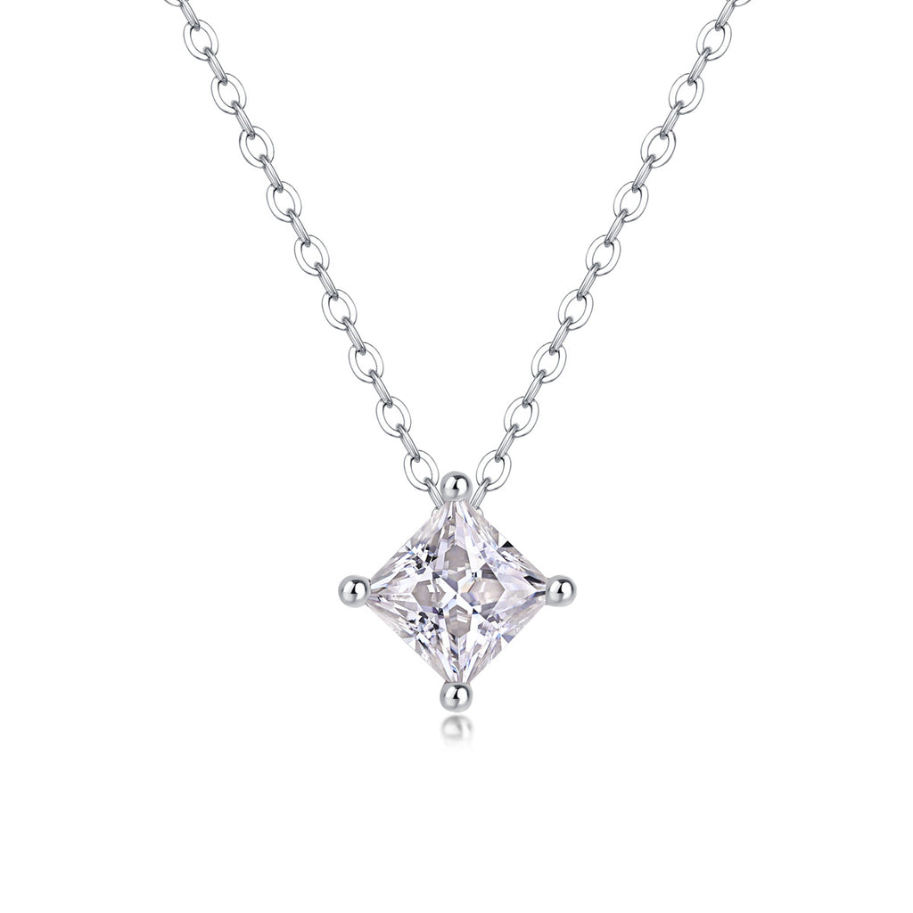 The Luxury Fashion Diamond Pendant Necklace Set With Mosan Diamond Silver Ornaments
