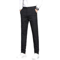Heren modieuze zakelijke casual formele broek effen kleur eenvoudig geruit slim fit rechte pijpen heren casual formele broek