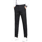 Men's Casual Pants Simple Plaid Slim Fit Straight-leg