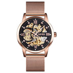 Orologio da uomo analogico SKMEI 9199, meccanico, automatico, di lusso, casual, con movimento scheletrato in acciaio inossidabile