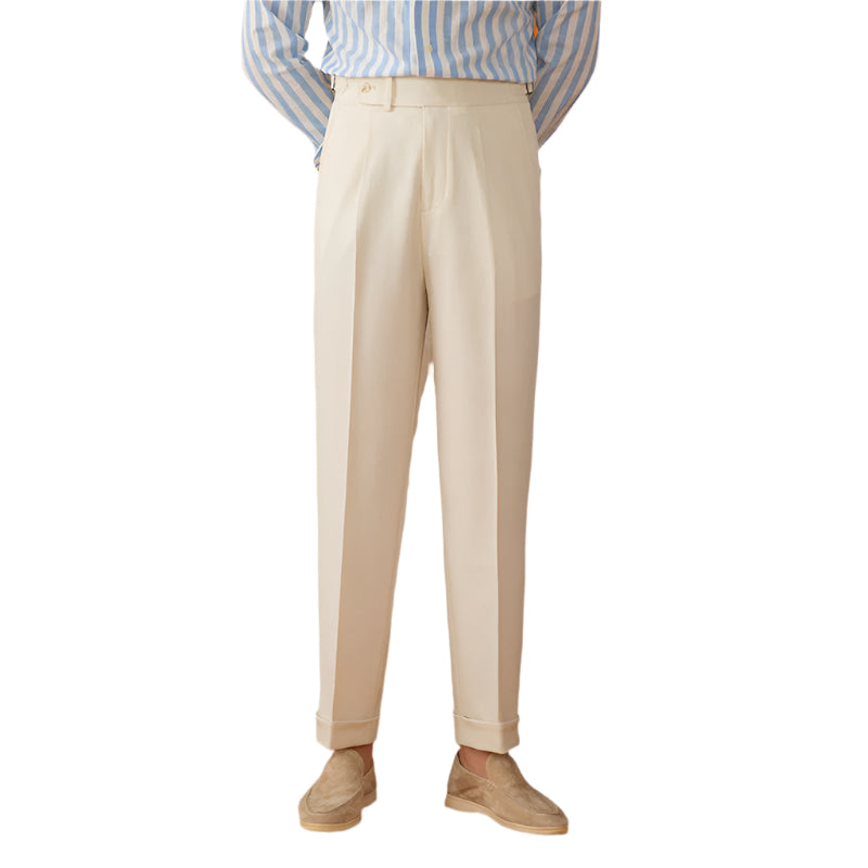 Men's Italian Neapolitan High-waisted Solid Color Straight Versatile Pants Casual Long Suit Pants Men's Casual Formal Pants