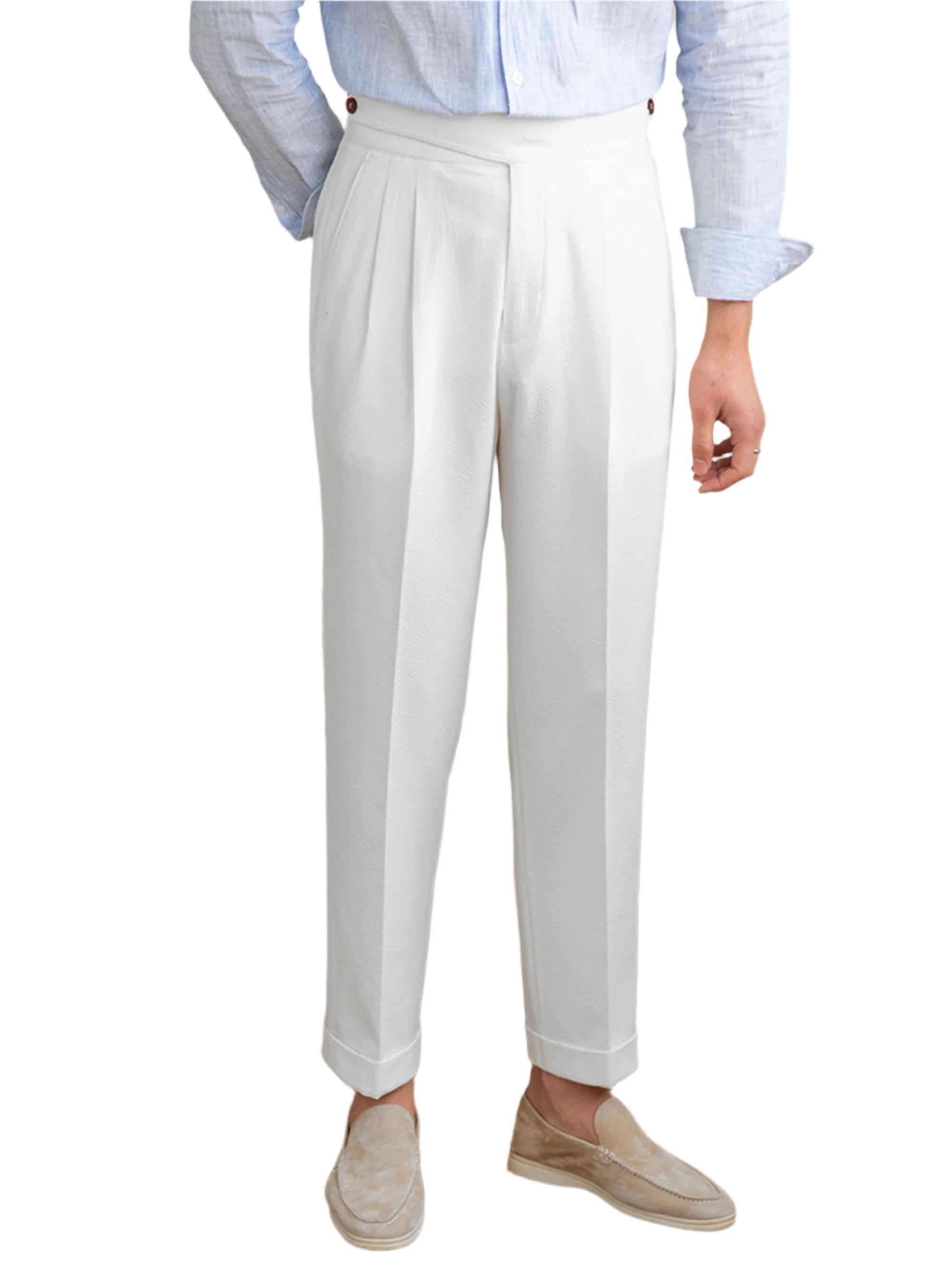 Men's Fashion Non-ironing Seersucker Casual Pants High Waist Straight Men's Pant