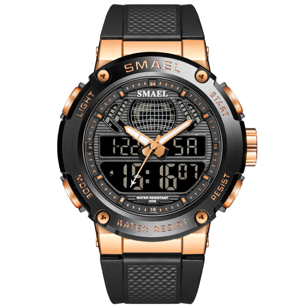 SMAEL Men's Military Watches, Multifunctional LED Wrist Watch with Dual Analog Digital Display, 50M Waterproof Outdoor Sports Watch