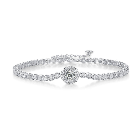 Luxury Fashion Mosan Diamond Silver Jewelry Comparable To Natural Diamond Bracelet