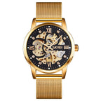 Orologio da uomo analogico SKMEI 9199, meccanico, automatico, di lusso, casual, con movimento scheletrato in acciaio inossidabile