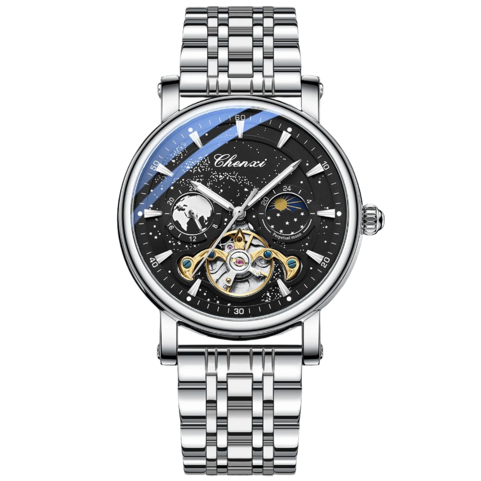 Orologio meccanico automatico da uomo CHENXI Tourbillon di lusso al quarzo impermeabile luminoso da polso
