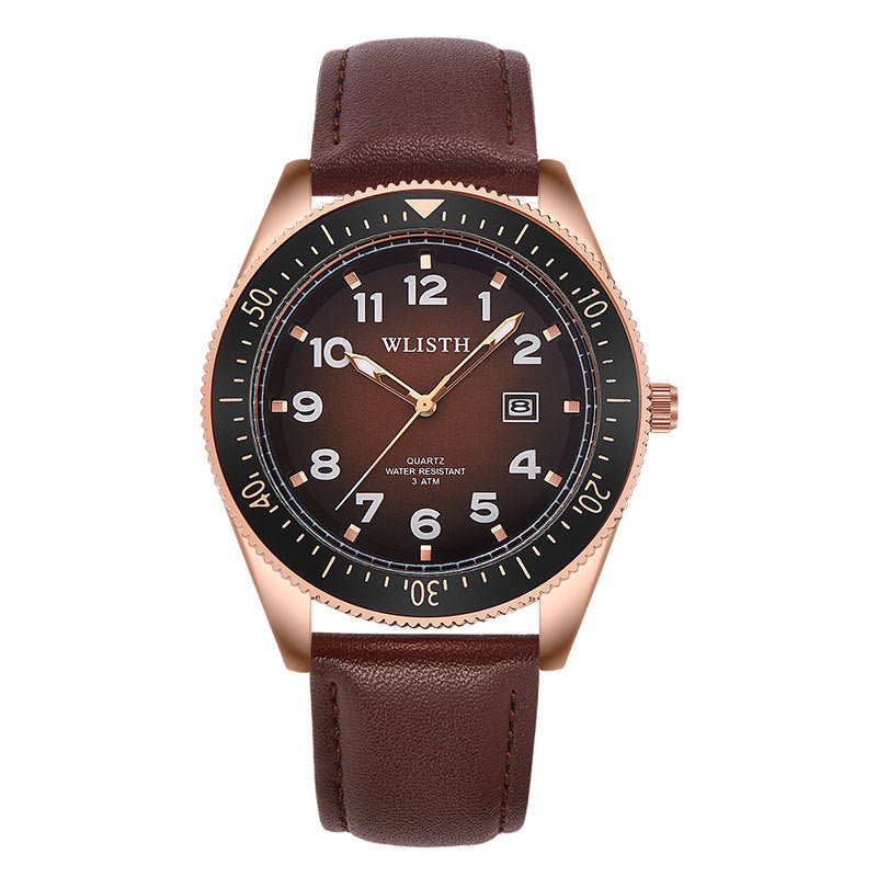Men's Waterproof Luminous Calendar Quartz Watch Leather Strip