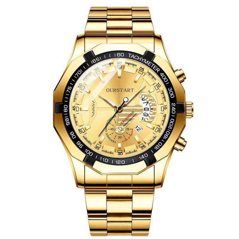 Man Business Casual Fashion Watch Automatic Quartz Movement Leather Band Business Men Watch - Acquisti Online